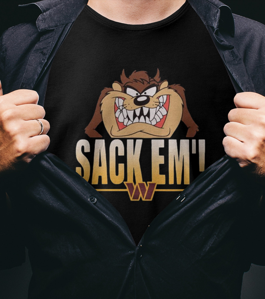 Looney Tunes Taz Sack Em’ Washington Commanders NFL T-Shirt