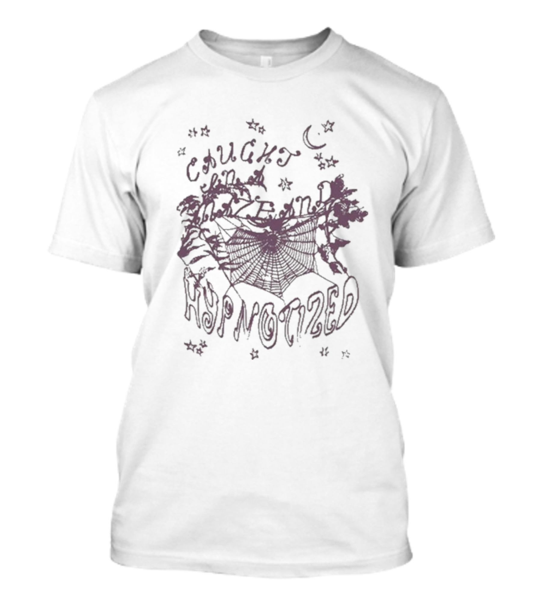 Caught Hypnotized Spider Web Moon Stars T-Shirt