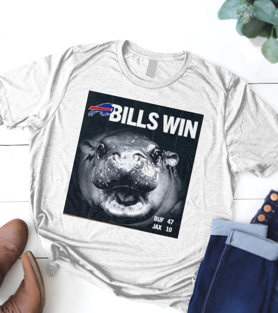 BILLS WIN Buffalo Bills Mafia GoBills Moodeng BUF 47 JAX 10 T-Shirt