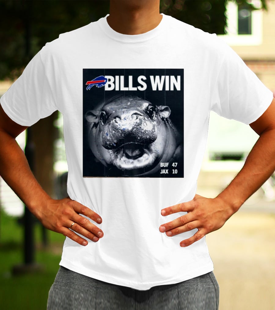 BILLS WIN Buffalo Bills Mafia GoBills Moodeng BUF 47 JAX 10 T-Shirt