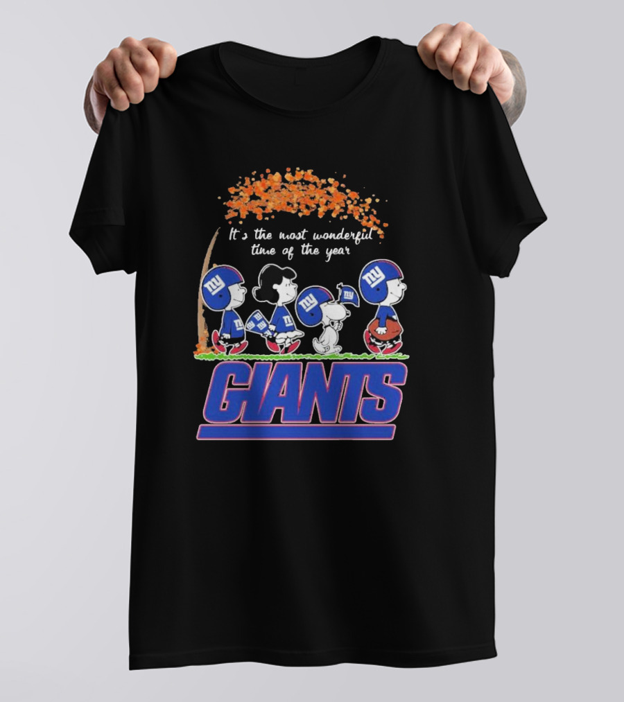 Peanuts Characters New York Giants Most Wonderful Time Of The Year Giants T-Shirt