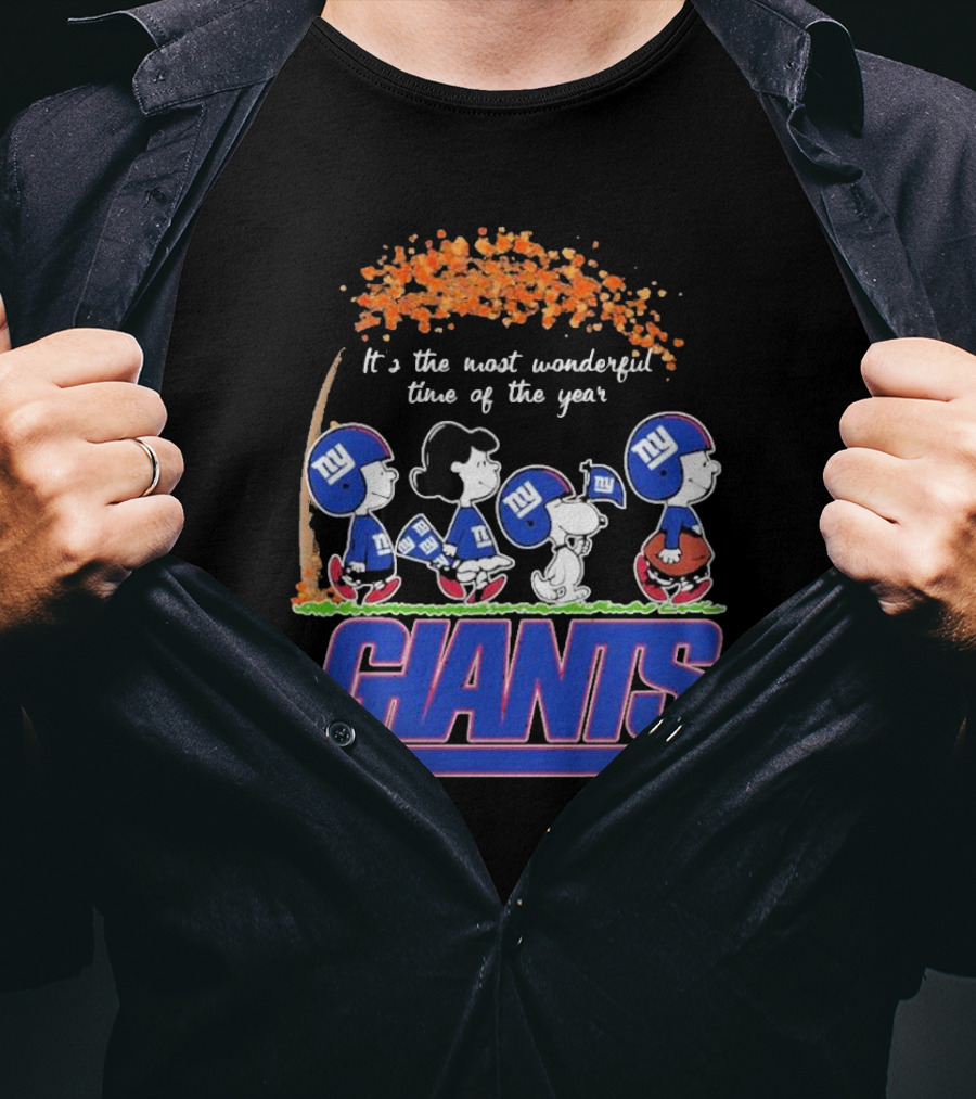 Peanuts Characters New York Giants Most Wonderful Time Of The Year Giants T-Shirt