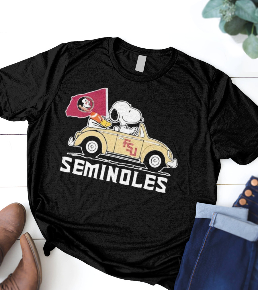Peanuts Snoopy And Woodstock Florida State Seminoles FSU Car Seminoles T-Shirt