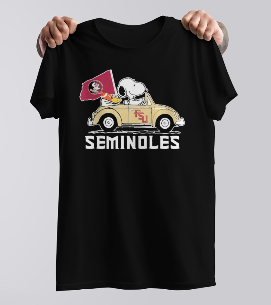 Peanuts Snoopy And Woodstock Florida State Seminoles FSU Car Seminoles T-Shirt