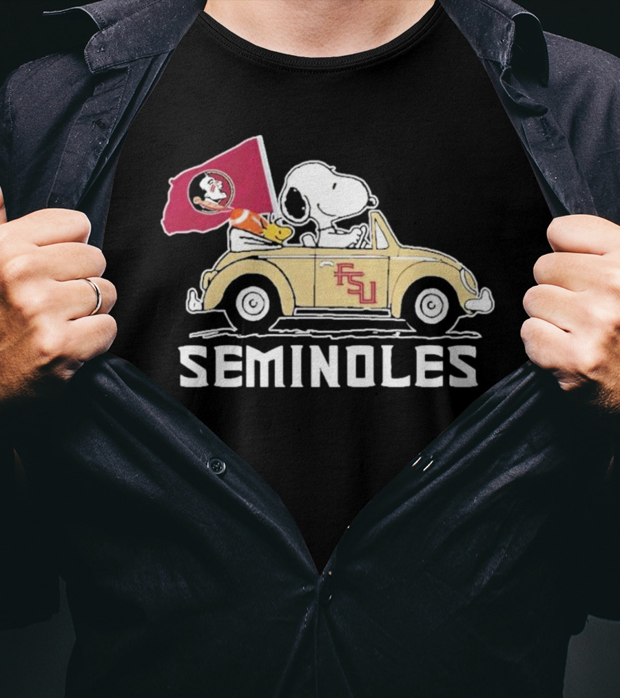 Peanuts Snoopy And Woodstock Florida State Seminoles FSU Car Seminoles T-Shirt