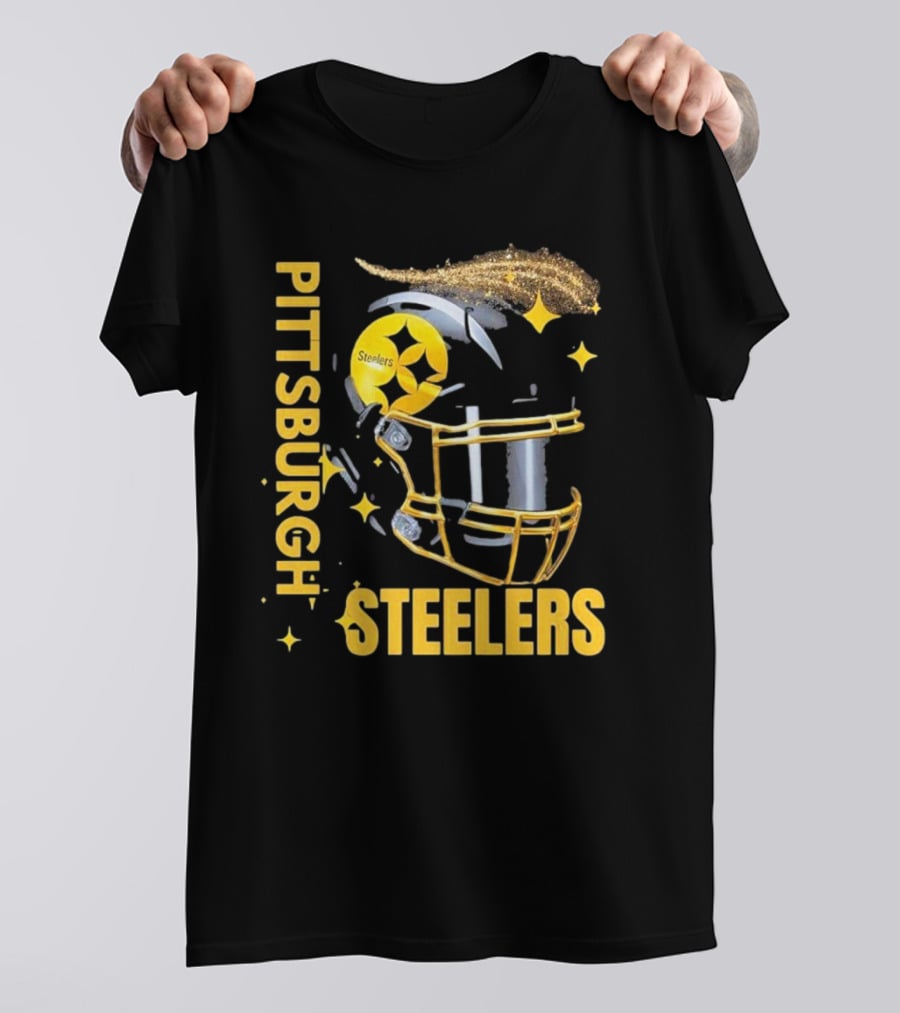 Pittsburgh Steelers Glitter Helmet Football Team T-Shirt