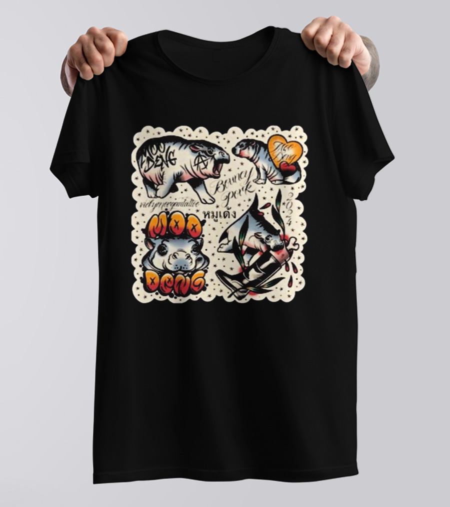 Vicky Morgan Tattoo Art Moo Deng Bouncy Pork T-Shirt