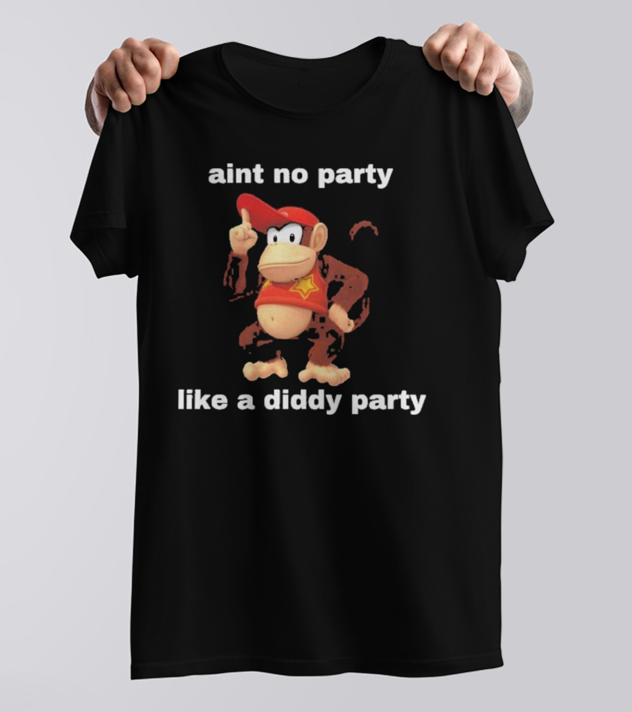 Aint No Party Like A Diddy Party Funny Meme Monkey With Red Hat And Star T-Shirt