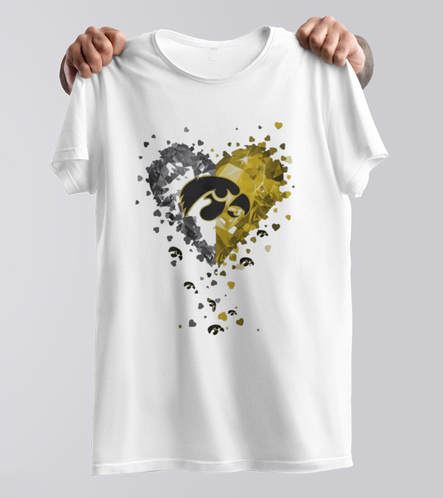 Heart Diamonds Crystal Hawkeyes Iowa Heart T-Shirt