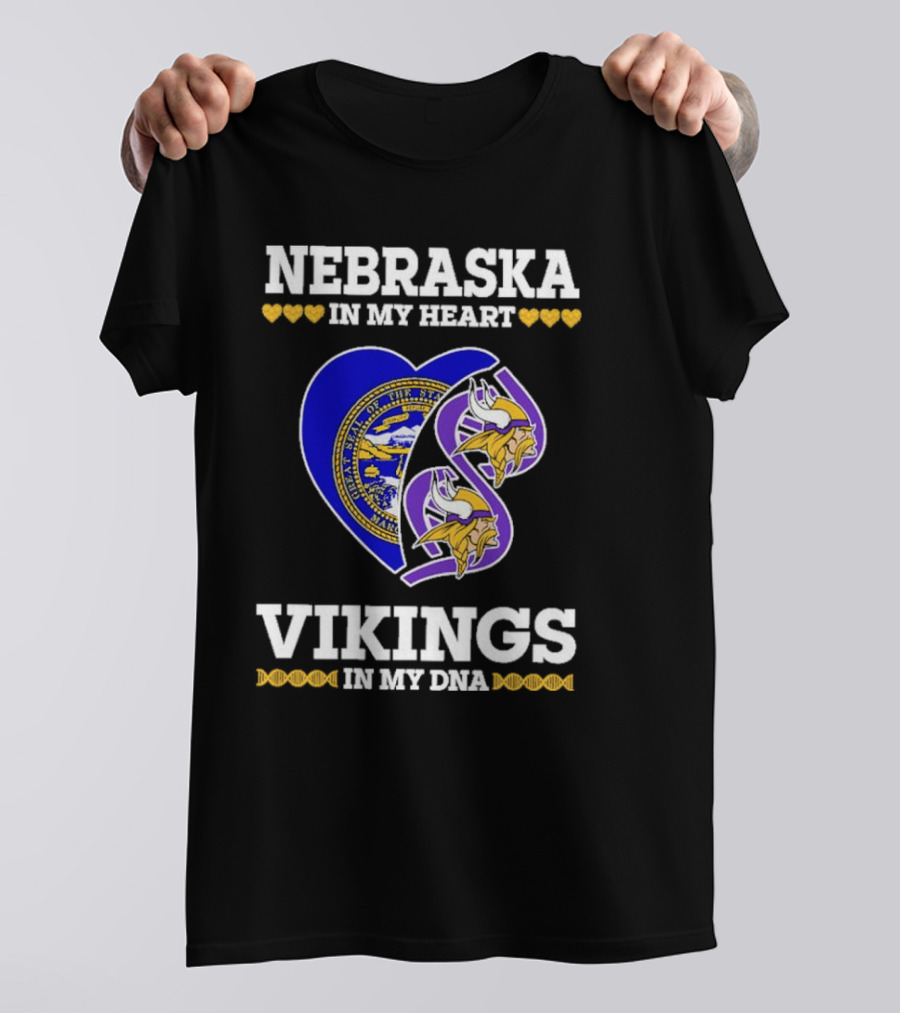 Nebraska In My Heart Vikings In My DNA State Seal Vikings T-Shirt