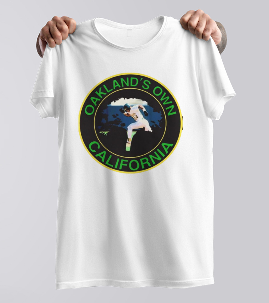 Oakland’s Own California Baseball Player Icon In Green And Yellow Circle T-Shirt