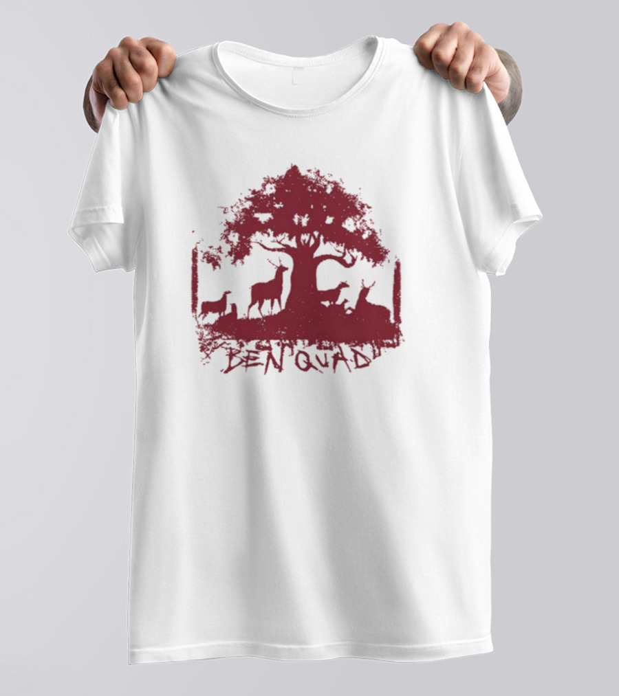 Ben Quad Deer Under Red Tree Natural Pure Noise T-Shirt