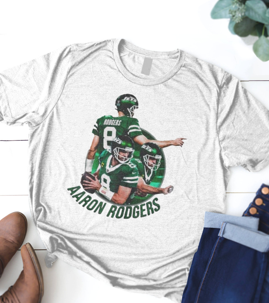 Aaron Rodgers New York Jets NFL Quarterback Number 8 T-Shirt