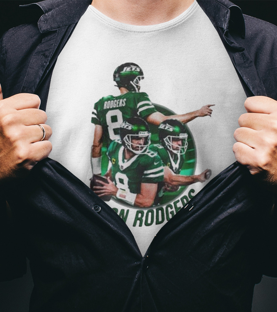 Aaron Rodgers New York Jets NFL Quarterback Number 8 T-Shirt