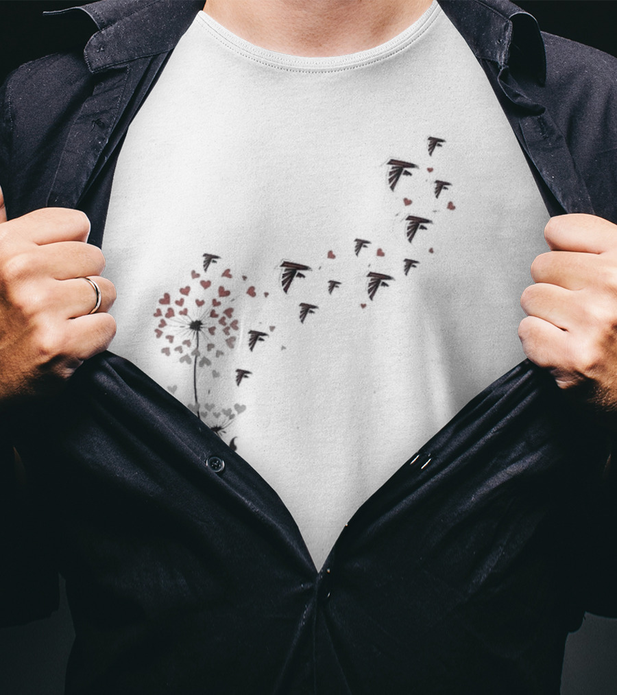 Atlanta Falcons Dandelion Heart Florals T-Shirt