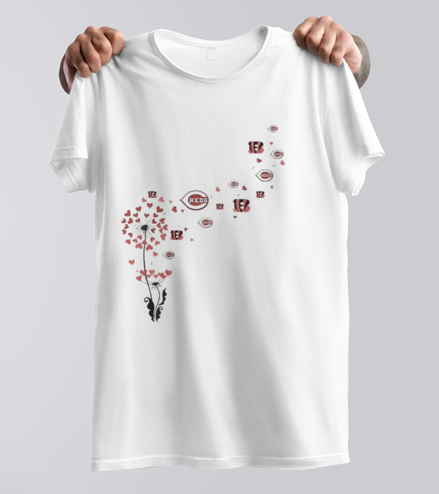 Cincinnati Reds Bengals Floral Dandelion Sports T-Shirt