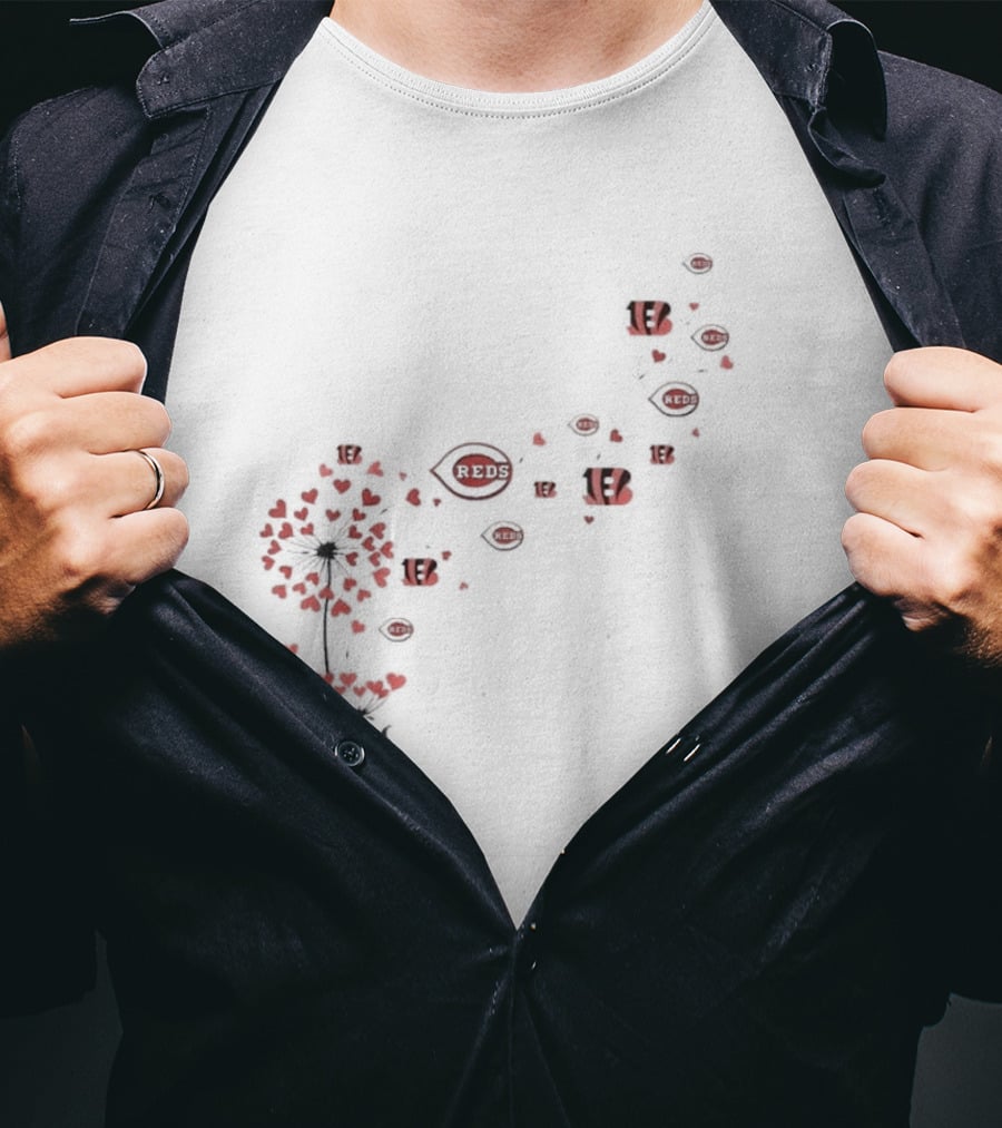 Cincinnati Reds Bengals Floral Dandelion Sports T-Shirt