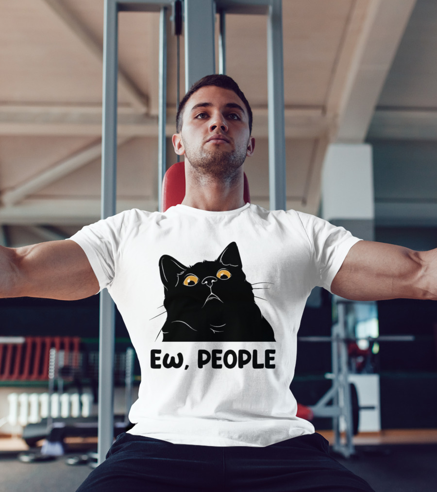 Ew People Cat Black Silhouette With Yellow Eyes T-Shirt