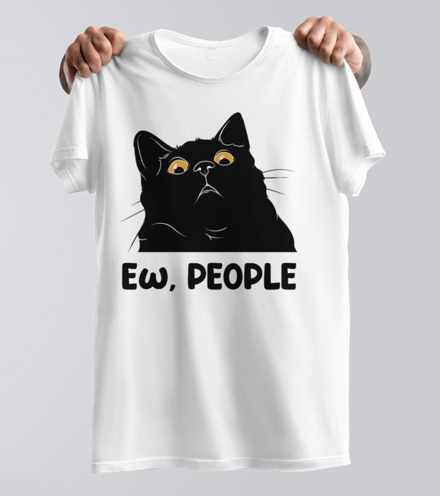 Ew People Cat Black Silhouette With Yellow Eyes T-Shirt