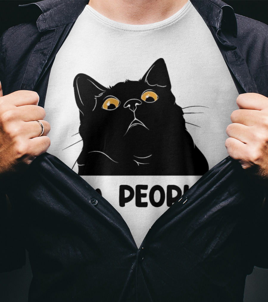 Ew People Cat Black Silhouette With Yellow Eyes T-Shirt