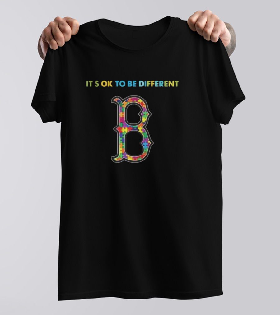 MLB Boston Red Sox It's Ok To Be Different Autism Puzzle B T-Shirt