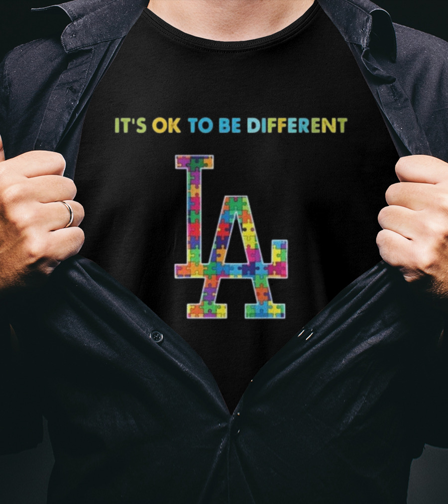 It's OK To Be Different LA Dodgers Autism T-Shirt