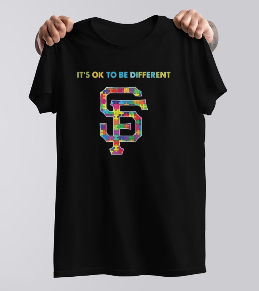 MLB San Francisco Giants It's OK To Be Different Autism Puzzle Pattern T-Shirt