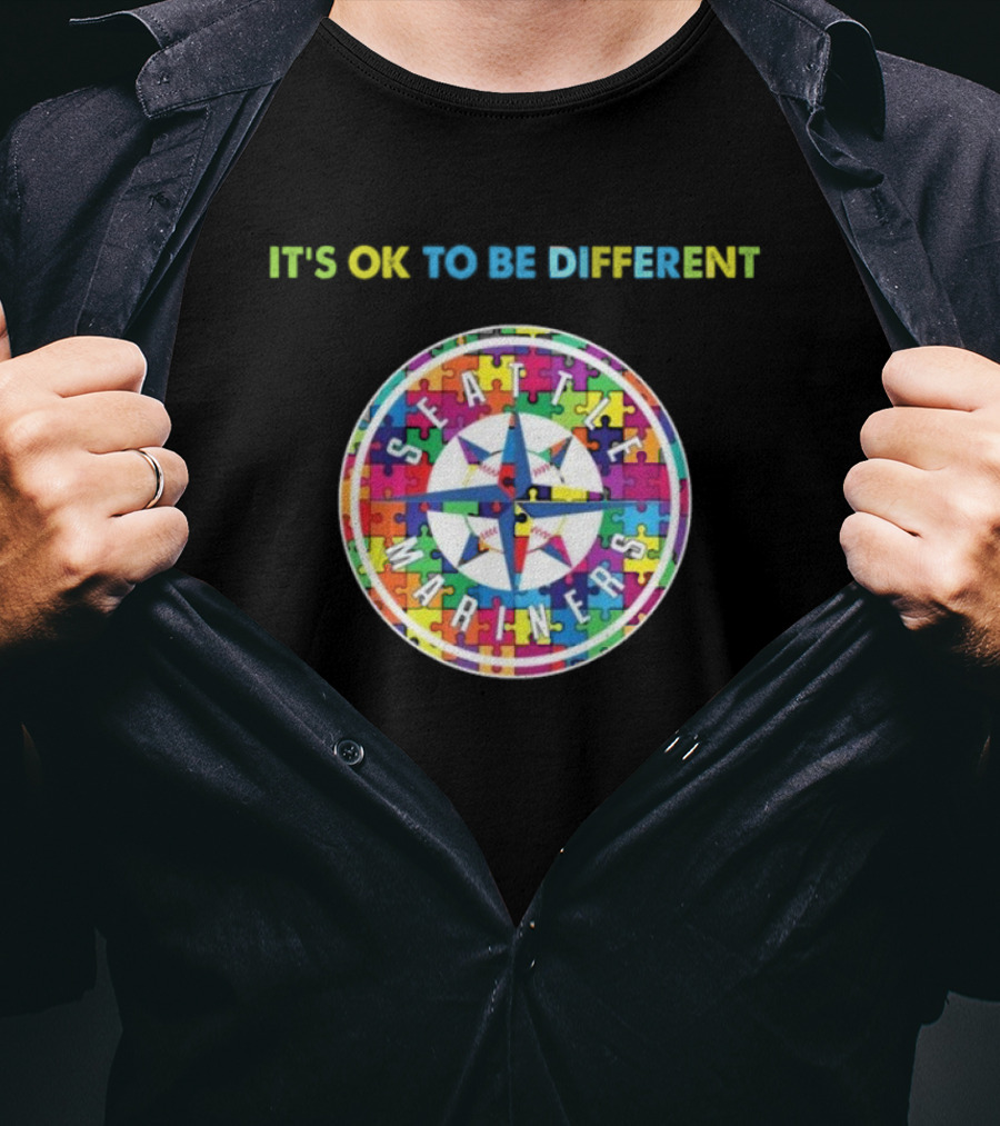 IT'S OK TO BE DIFFERENT Seattle Mariners Autism T-Shirt