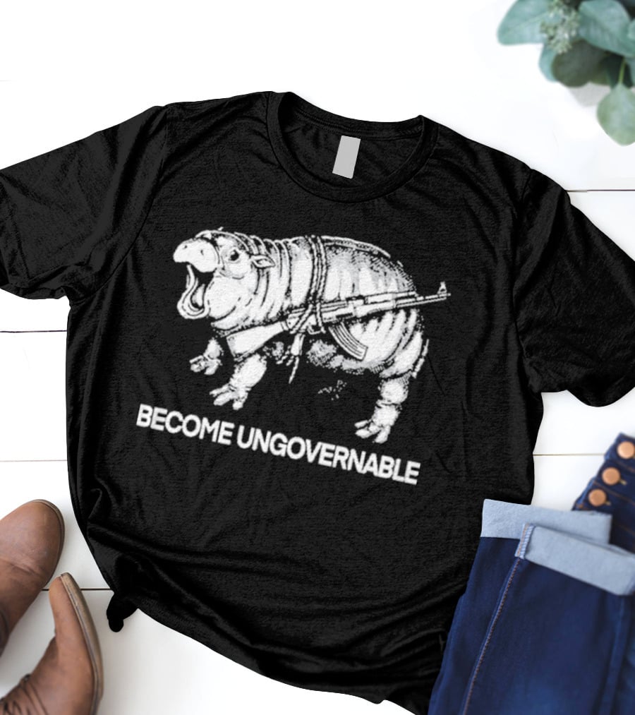 Moo Dang Hippo With Rifle Become Ungovernable T-Shirt