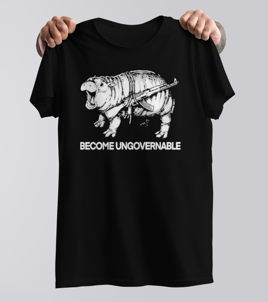 Moo Dang Hippo With Rifle Become Ungovernable T-Shirt