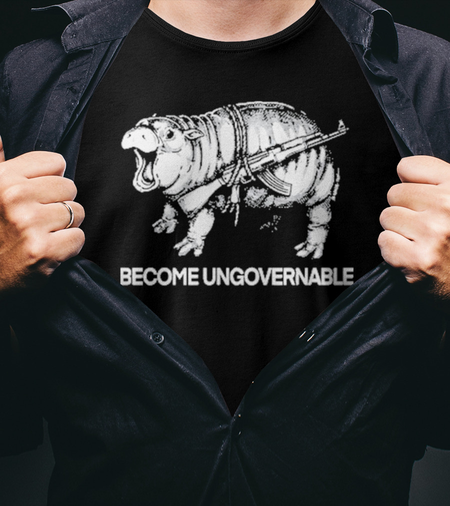 Moo Dang Hippo With Rifle Become Ungovernable T-Shirt