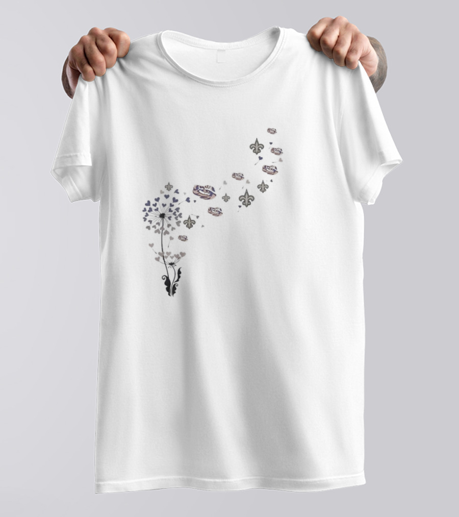 New Orleans Fleur-de-Lis And Football Floral Dandelion T-Shirt