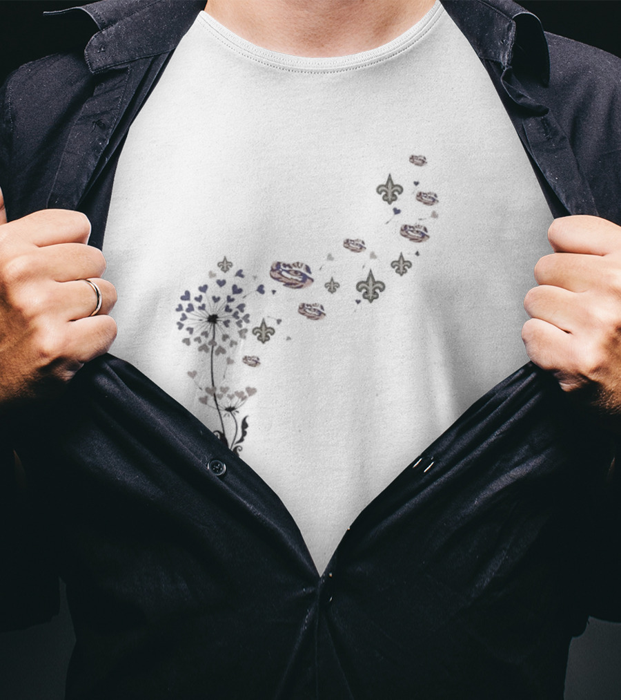 New Orleans Fleur-de-Lis And Football Floral Dandelion T-Shirt