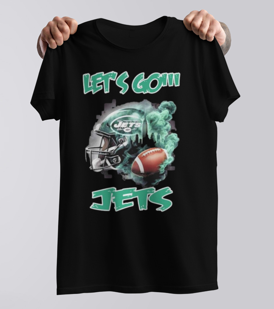Let’s Go New York Jets Vintage Helmet And Football T-Shirt