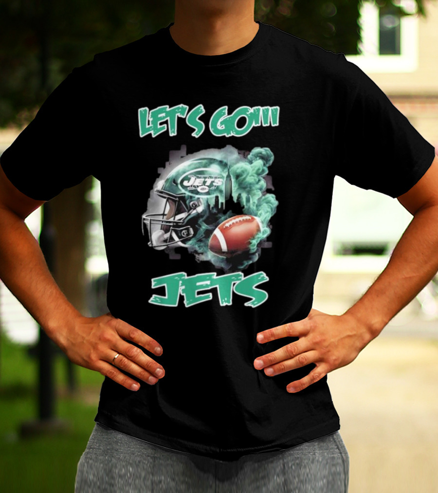 Let’s Go New York Jets Vintage Helmet And Football T-Shirt