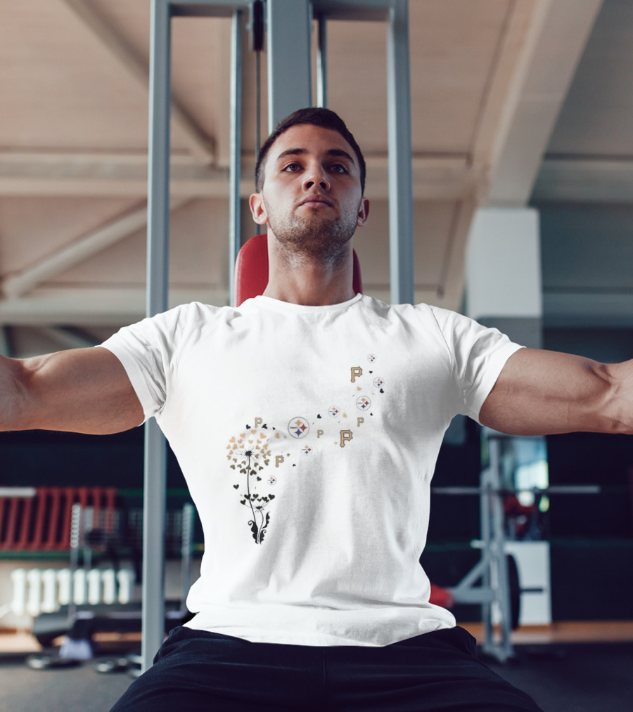 Pittsburgh Sports Teams Icons With Floral Dandelion Elements T-Shirt