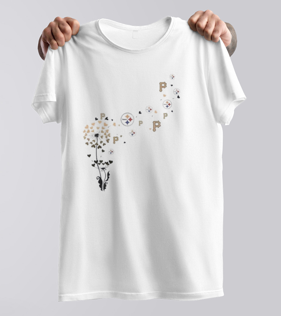 Pittsburgh Sports Teams Icons With Floral Dandelion Elements T-Shirt