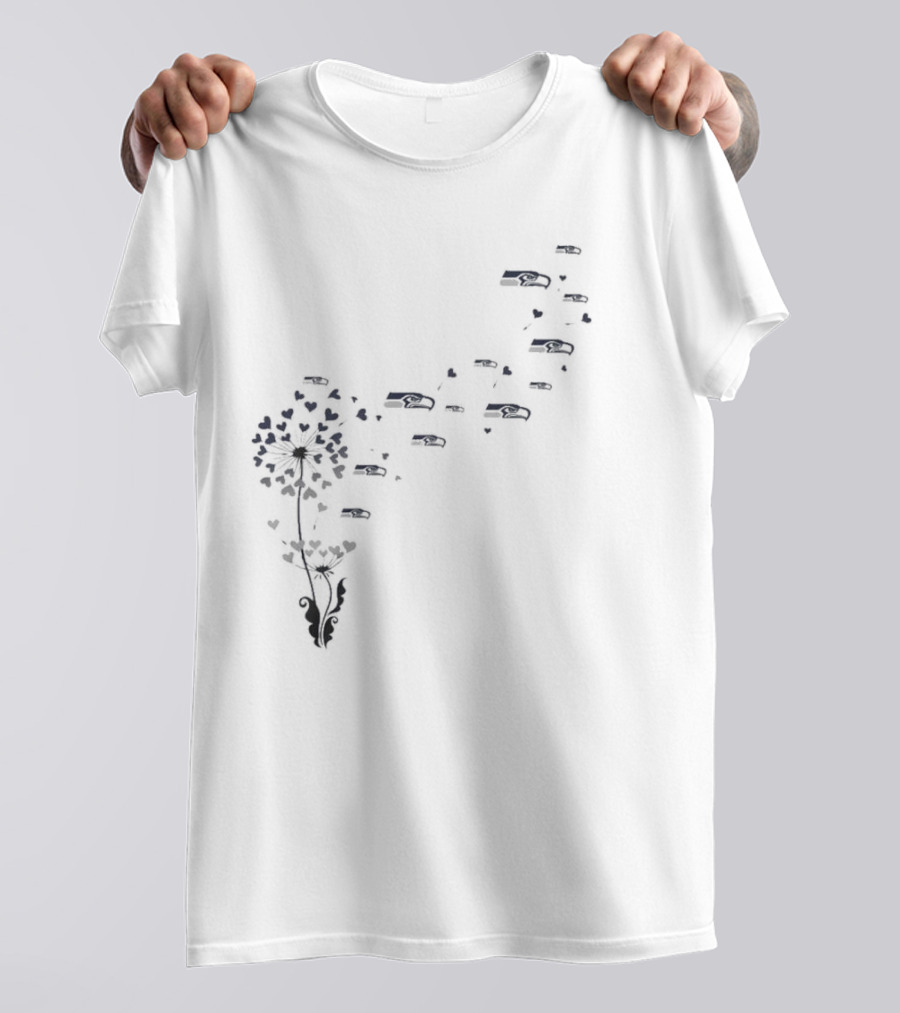 Seattle Seahawks Dandelion With Floral Elements And Team T-Shirt