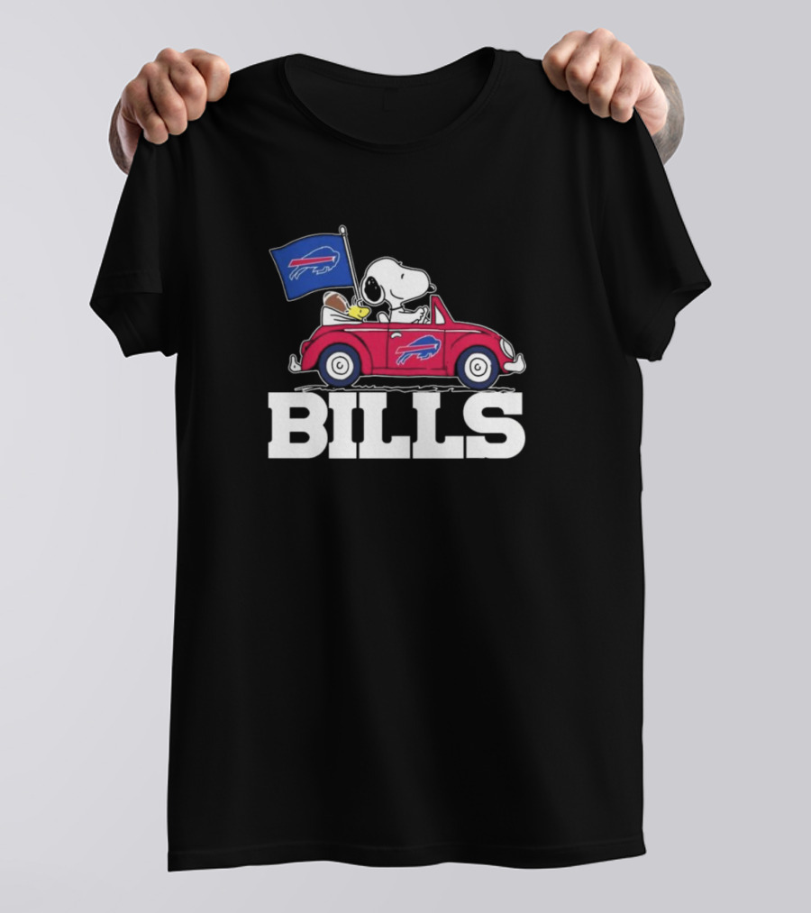Snoopy Woodstock Driving Car Buffalo Bills T-Shirt
