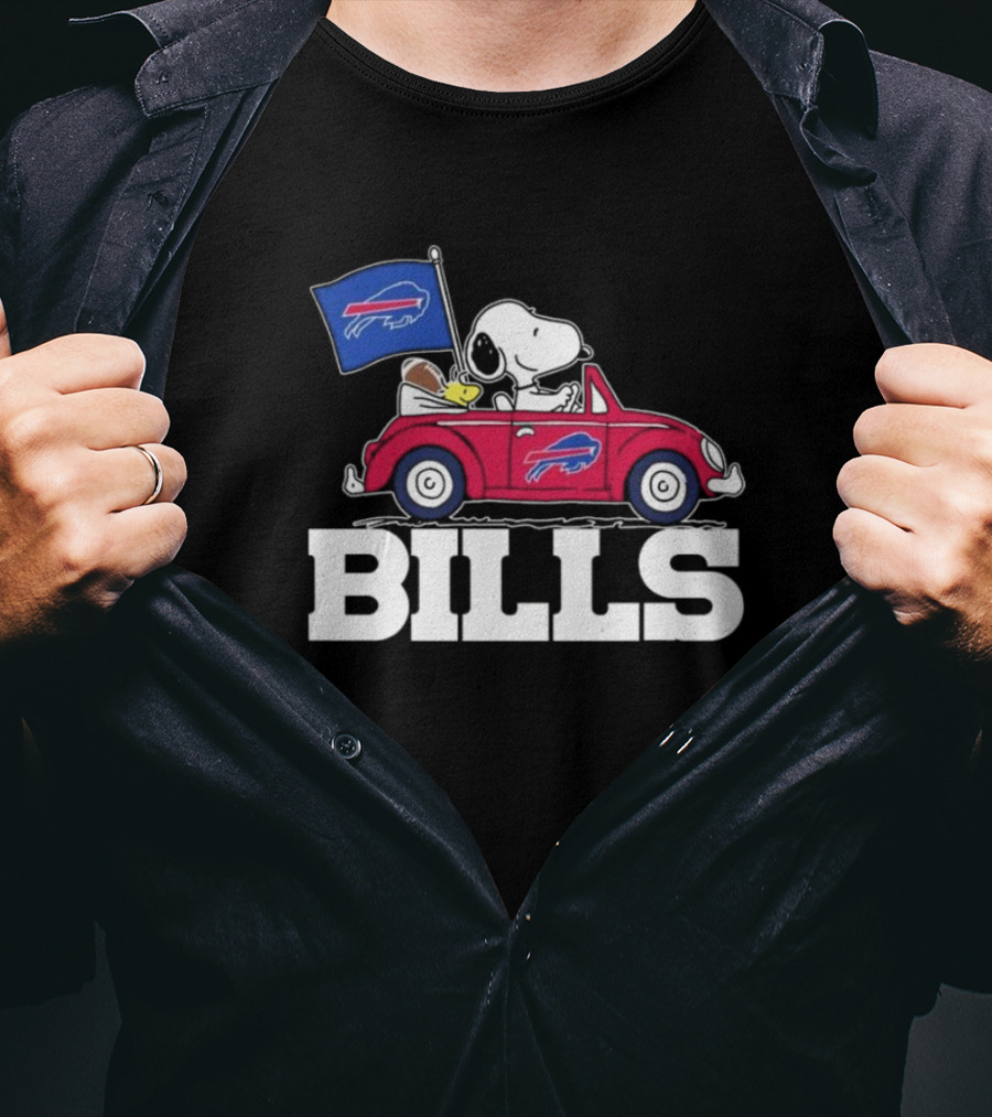 Snoopy Woodstock Driving Car Buffalo Bills T-Shirt