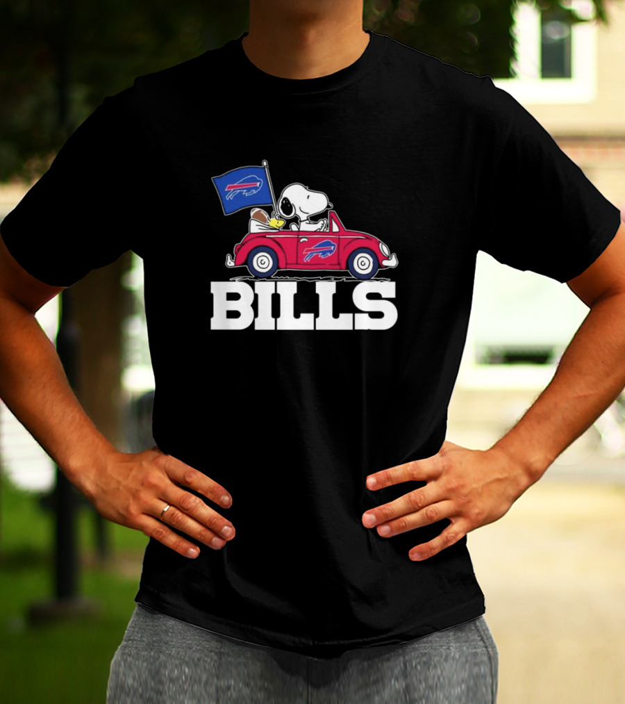 Snoopy Woodstock Driving Car Buffalo Bills T-Shirt
