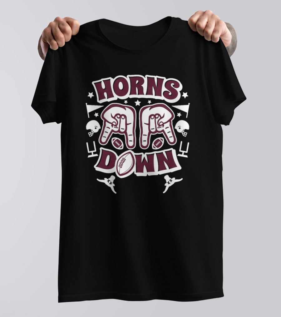 Texas A&M Horns Down Football Helmets Touchdown T-Shirt