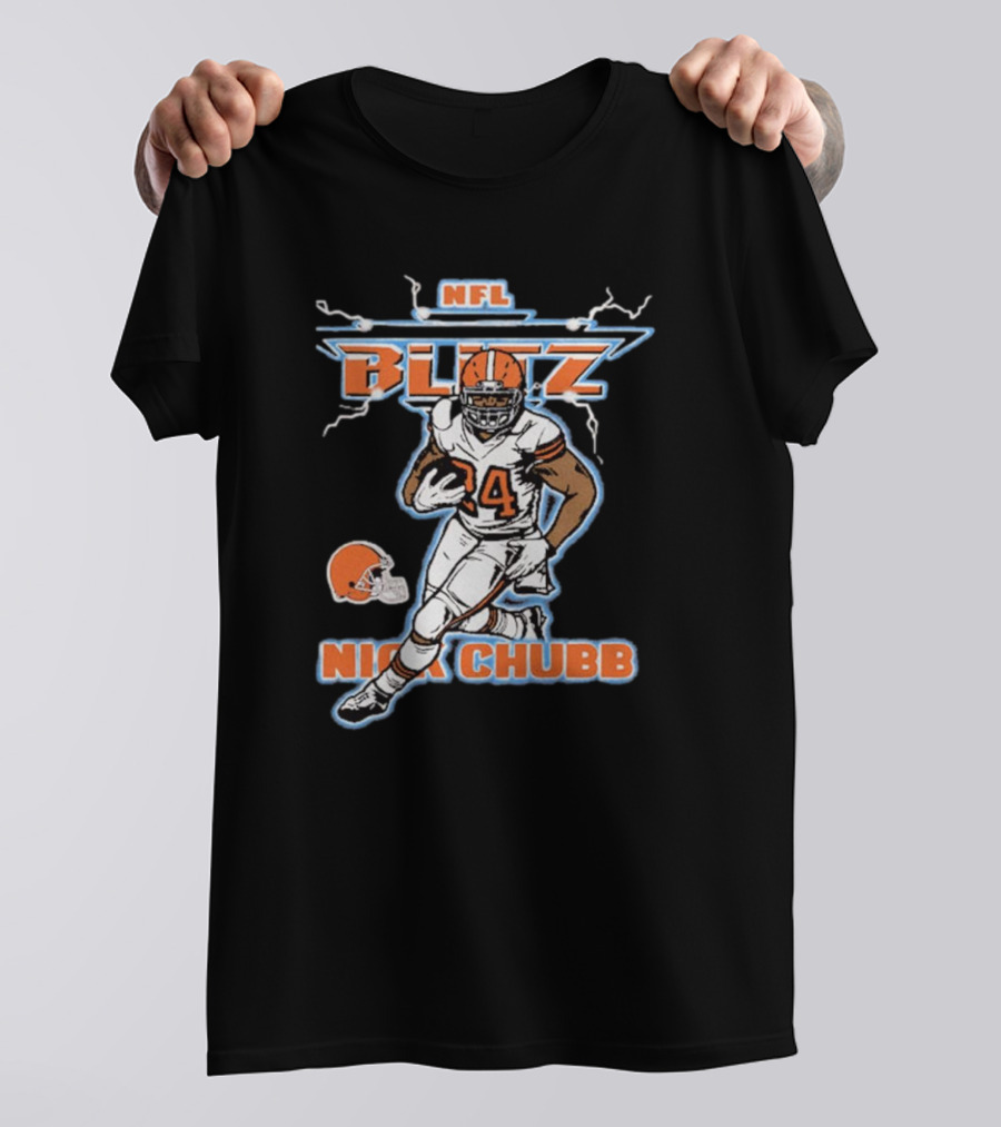 Nick Chubb Cleveland Browns NFL Blitz 24 Lightning T-Shirt