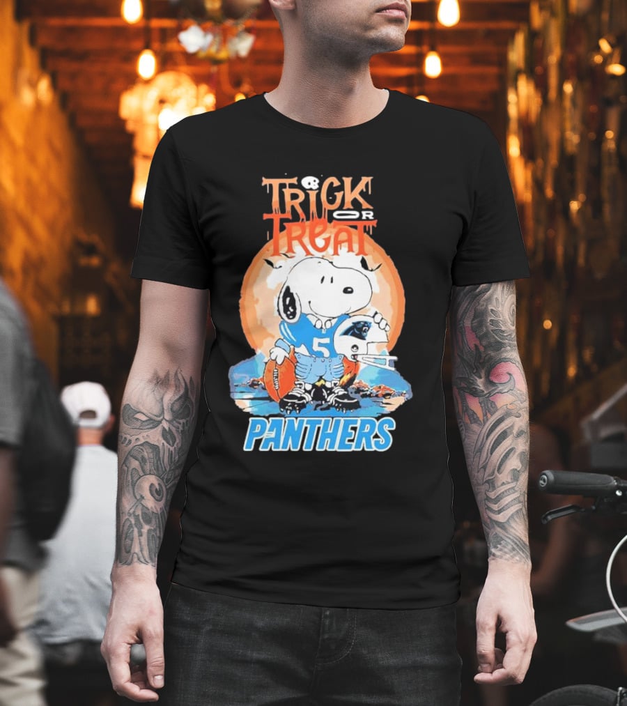Trick Or Treat Snoopy Panthers Carolina NFL Inspired T-Shirt
