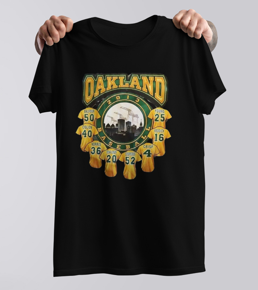 Oakland Athletics 2013 Baseball Team Jerseys Balfour Colon Norris Donaldson Cespedes Crisp Young Reddick T-Shirt