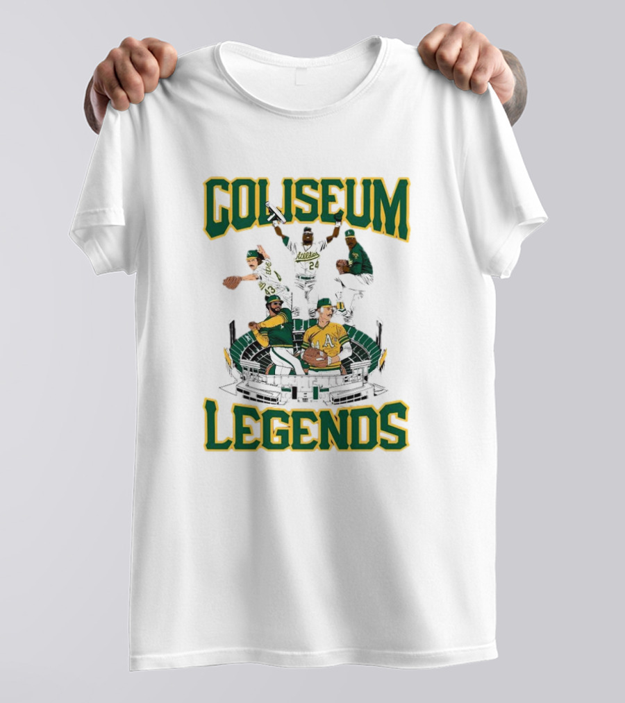 Oakland Athletics A’s Coliseum Legends Baseball Players Caricature T-Shirt