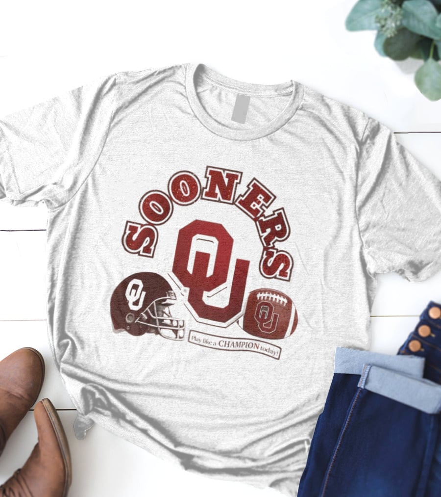 Oklahoma Sooners OU Helmet Football Play Like A Champion Today T-Shirt