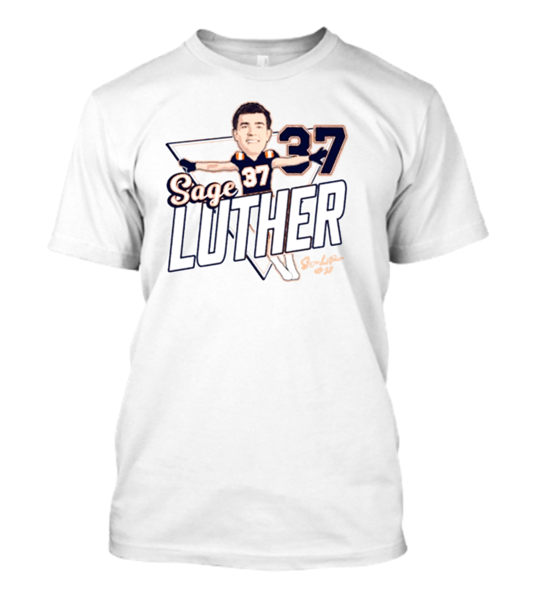 Sage Luther 37 NCAA Illinois Fighting Illini Football Caricature Signature T-Shirt