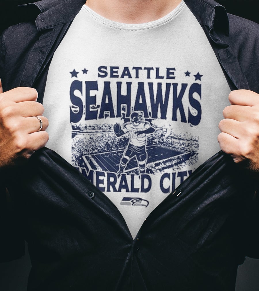 Seattle Seahawks Emerald City Stadium Gameday Vintage T-Shirt