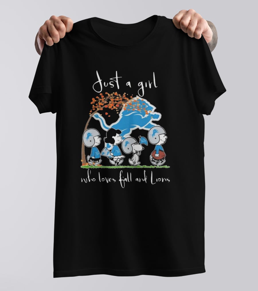 Just A Girl Who Loves Fall And Lions Peanuts Characters T-Shirt